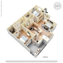 2 Bed 2 Bath 1357 SqFt (1135 Net) 0725 floor plan